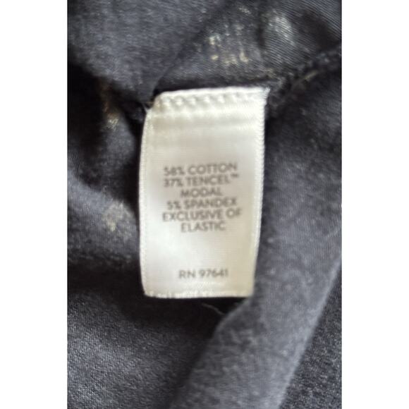 J. Jill Navy Blue Cotton Blend 3/4 Sleeve Peasant Keyhole Boho Top XL - Picture 4 of 10